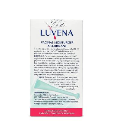 Luvena Vaginal Moisturizer & Menopause Support for Women - 6 Count (Pack of 2) - Relieves Dryness, Redness, Irritation & Burning - Water Based, Paraben & Glycerin Free - 2 Pack - Buy Online on GoSupps.com