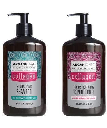 Arganicare | Shampoo + Conditioner Duo | With Collagen | Cleans & Maintains Natural Moisture Levels | Gives Volume to your hair | All hair types | 1x400 ML+ 1x400mL