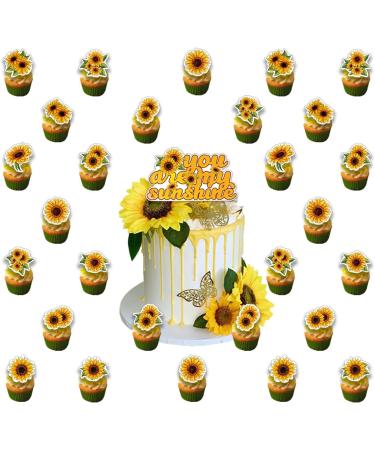 50 Pcs Sunflower Cupcake Toppers Sunflower Birthday Party Supplies Fit for Sunflower Theme Party Decorations for Adults Girls Boys Baby Shower - Buy Online on GoSupps.com