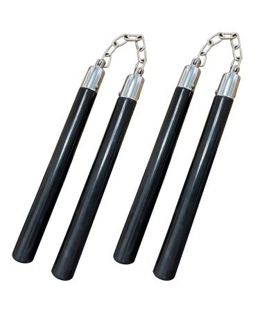 Nunchucks Safe Solid Rubber Training Nunchucks Nunchakus with Steel Chain and Bearing Ball System only for beginners ,Adults and Professionals Perform, Practice, Training,Exercise (2PCS-BLACK)
