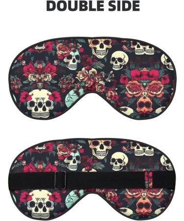 Colorful Floral Skulls Print Double-Sided Eye Mask - Soft Light Blocking for Better Sleep Quality | International Shipping Available - Buy Online on GoSupps.com