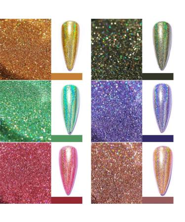 Gzmayuen Holographic Chrome Nail Powder Set - 12 Colors Laser Glitter for Stunning Nail Art | International Shipping Available - Buy Online on GoSupps.com