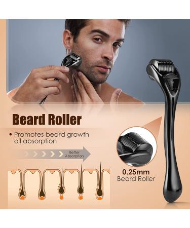 Beard Growth Kit - Derma Roller, Oil, Balm, Comb, Ebook, Bag - Men's Beard Grooming Set - Buy Online on GoSupps.com