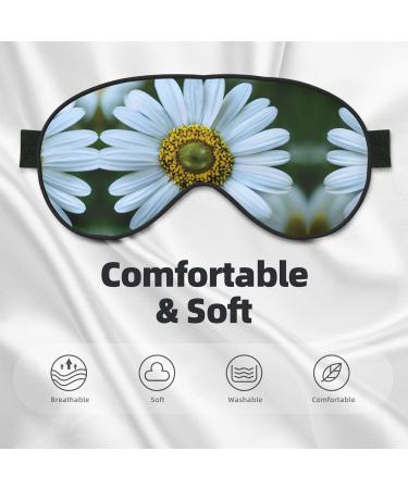 SSIMOO White Daisy Print Ultra-Soft Light-Blocking Eye Mask | Optimal Comfort for Restful Sleep - Black - Buy Online on GoSupps.com
