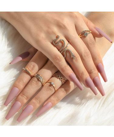 Bohend Long Coffin False Nails - Matte Gradient Ballerina Press On Nails 24 Pcs for Women & Girls - Perfect for Parties & Events - Buy Online on GoSupps.com