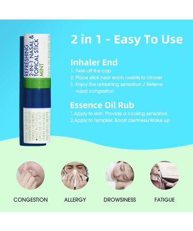Herb Island 2 in 1 Nasal Stick Inhaler, Nose Refreshing VapoInhaler, Essential Oil Rub, On-The-Go, Freshing, Focus, Awake (5 Pack Mix) Assorted (5 Flavors) - Buy Online on GoSupps.com