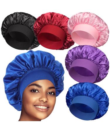 5 Pack Satin Bonnet Silk Bonnet for Sleeping Bonnets for Black Women Hair Bonnet for Sleeping Silk Sleep Cap Set B