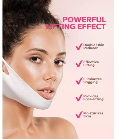 FairyFace V Line Shaping Face Masks - 5 Count Double Chin Reducer and Anti-Aging Hydrogel Collagen Mask with Aloe Vera and Seaweed - Anti-Wrinkle Lifting Treatment - Buy Online on GoSupps.com