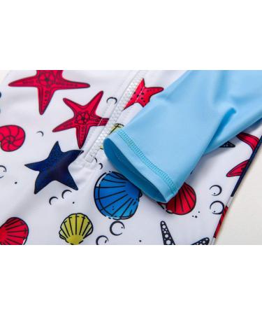 BONVERANO Baby Boys Swimsuit UPF 50+ Toddler Bathing Suit | Blue Star Full-Zip Hoodie One Piece Swimwear | 3-6 Months - Buy Online on GoSupps.com