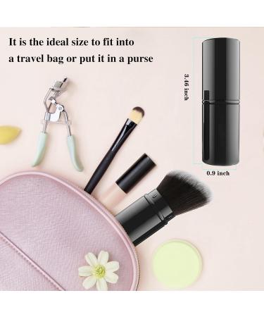 Falliny Retractable Kabuki Makeup Brush - Angled Travel Blush & Foundation Brush with Cover | Perfect for Powder Blush Bronzer Highlighter & Concealer - Compact Black Design for Easy Travel - Buy Online on GoSupps.com