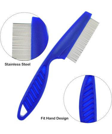 2 Pcs Flea Comb for Cat Dog Flea Lice Tear Stain Remover Pet Combs Fine Tooth Grooming Removal Tool Blue - Buy Online on GoSupps.com