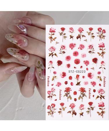 6 Sheets 3D Flower Nail Art Stickers - Self-Adhesive Spring Rose Decals for Acrylic Nails - Buy Online on GoSupps.com
