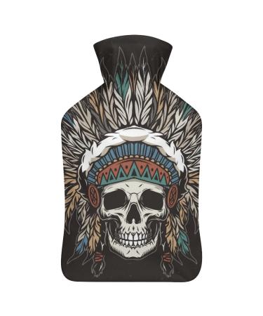 Skeleton Hot Water Bottle With Cover Plush Bed Bottle Hand Warmer For Adults And Children 26.5X15.3cm