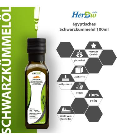 Herbbio Egyptian Black Cumin Oil - Cold-Pressed 100% Natural 100ml | Fresh & Raw Food Quality Black Seed Oil - Buy Online on GoSupps.com