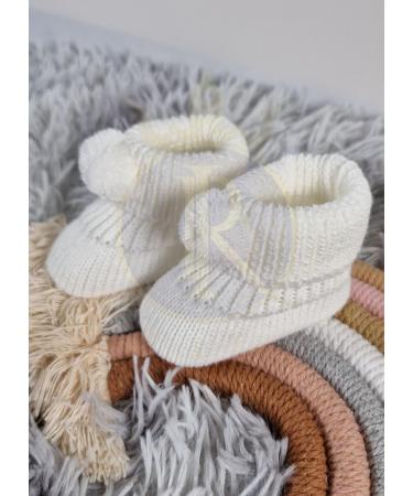 Royal Icon Newborn Baby Booties 0-3 Months - White Pom Pom Bootees RI408 - Buy Online on GoSupps.com