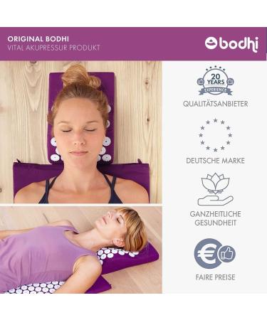 Bodhi Acupressure Set Vital - Acupressure Mat & Pillow for Self-Massage Relaxation & Blood Circulation | Aubergine | International Shipping - Buy Online on GoSupps.com