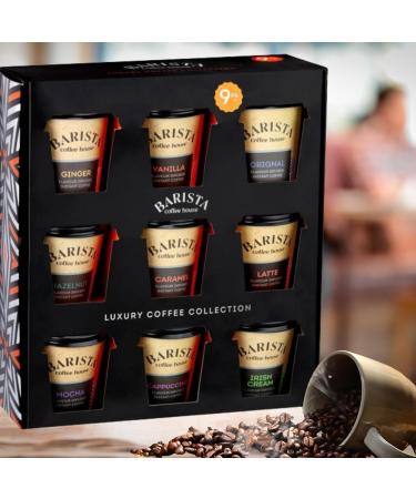 JOLAFUNBS Coffee Gifts - Instant Coffee Hamper | 9x Flavoured Coffee Mini Travel Takeout Cups | Irish Cream Caramel & More- Christmas Gifts For Men Women | Drink Gift For Coffee Lover Gift Card - Buy Online on GoSupps.com
