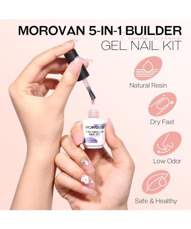 Morovan 5 in 1 Builder Gel Nail Kit - 6 Colors with Mini UV Light & Top Coat for Nail Extensions | 15ml Builder Gel - Buy Online on GoSupps.com