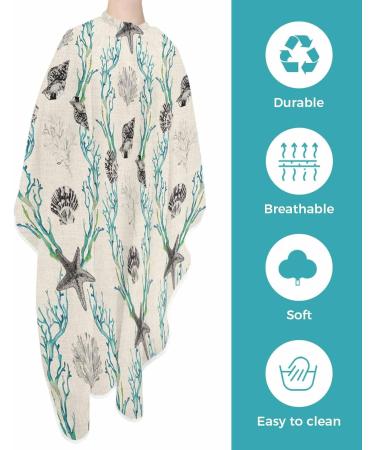 Shop Beach Sea Coral Barber Cape - Adjustable Hair Cutting Cape for Women Men & Kids | Nautical Coastal Style - Buy Online on GoSupps.com