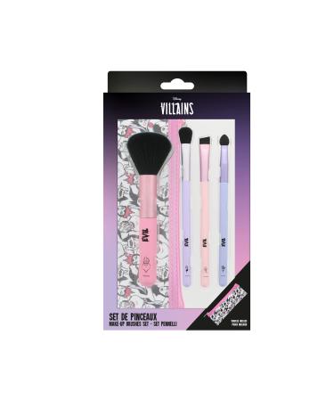 Disney villains - Les Vilains makeup brushes game - x4 facial brush + storage kit - Ursula - Malefica - Cruella d'Effer - les m chants