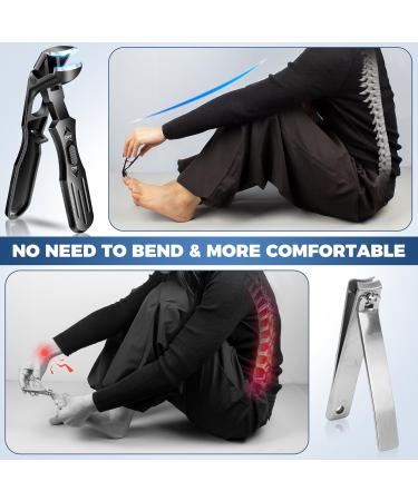 2024 Upgrade Angled Head Nail Clippers for Seniors Ergonomic Toenail Clipper for Thick Nails Premium Steel Toe Nails Clippers with Catcher for Men Black Nail Clippers - Buy Online on GoSupps.com