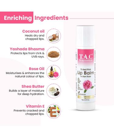 Tinted Indian Rose Vegan Lip Balm SPF 20 - Nourishing Lip Care for All Skin Types | Vitamin E & Rose Petal Extract | 5gm - Buy Online on GoSupps.com