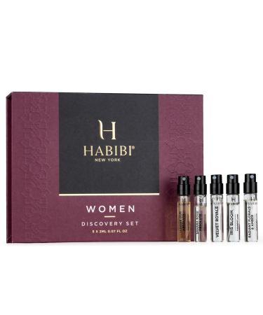 Deluxe Women's Fragrances Discovery Sample Set - Luxury Mini Perfumes for Women - Includes Iris Magnolia Jasmine Oud & Rose Perfume Samples - 6 X 2ml Travel Size Perfume Samples DELUXE DISCOVERY SAMPLE SET of 5