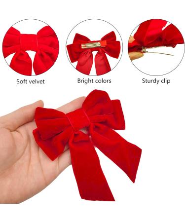 Niuhong 4 Pieces Large Bow Hair Clips Fabric Hair Bow Women Hair Clips Ponytail Holder Girls Bow Tie Hair Bows Clips Hair Bow Headband Velvet Bow Hair Clips Hair Band Red - Buy Online on GoSupps.com