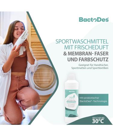 BACTODES BWash Sports Detergent 1L - Probiotic Liquid for Sports Clothing | Fresh Fragrance Sweat Protection Ideal for Outdoor & Functional Wear - Buy Online on GoSupps.com