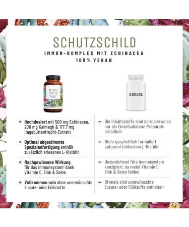 Immune System Complex - 500mg Echinacea with Vitamin C Zinc Selenium & L-Histidine - Vegan No Additives - 120 Capsules for 60 Days - Buy Online on GoSupps.com
