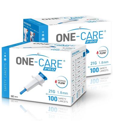 MediVena ONE-CARE PRO Safety Lancets 21G x 1.8mm 100/bx - Sterile & Convenient Sampling - Buy Online on GoSupps.com