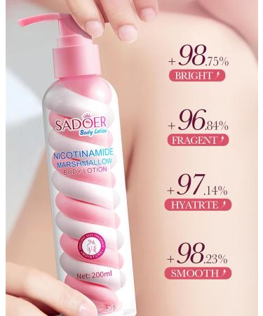 Niacinamide Marshmallow Body Lotion Niacinamide Body Lotion Moisturising Body Lotion for Glowing Skin Deeply Nourishing Moisturising Making Skin Softer Smoother 200ml - Buy Online on GoSupps.com