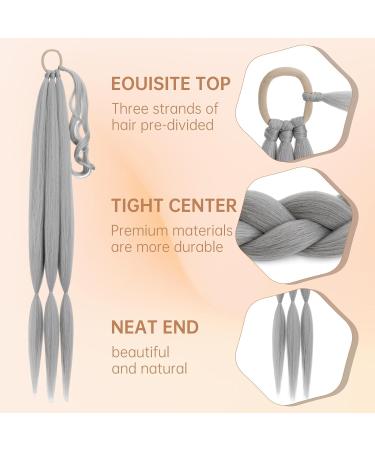 MY-LADY Long DIY Braided Ponytail Extension - 34 Yaki Straight Wrap-Around Synthetic Hairpiece in Silver Grey White - Buy Online on GoSupps.com