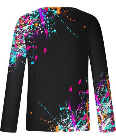 oelaio Long Sleeve Tee Shirts for Men Fashion 3D Graphic T-Shirt Athletic Running Gym Casual Crewneck Pullover Tees Plus Light Blue - Buy Online on GoSupps.com