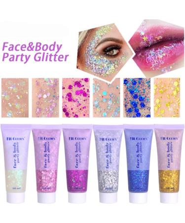 Yeweian Gold Body Glitter Gel - Liquid Holographic Chunky Glitter for Face, Lips, Eyes, Nails, and Hair - Festival Rave Accessories - 50g - Buy Online on GoSupps.com