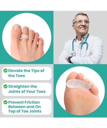 Welnove Hammer Toe Straightener & Corrector for Women - 8 Pcs Cushions for Bent Crooked & Claw Toes - Soft Clear One Loop Design - Buy Online on GoSupps.com