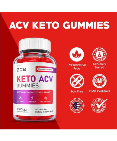 (2 Pack) Ace Keto Gummies - Advanced Weight Loss Formula with Apple Cider Vinegar - Vegan ACV Gummies for Keto Diet - 120 Gummies - Buy Online on GoSupps.com