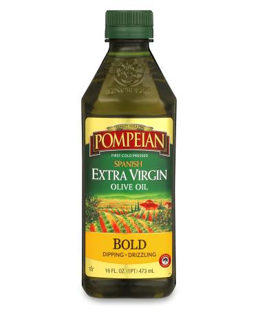 Pompeian Spanish Bold Extra Virgin Olive Oil, First Cold Pressed, Strong, Fruity Flavor, Perfect for Dipping and Drizzling, 16 FL. OZ. Bold Extra Virgin Olive Oil 16 Fl Oz (Pack of 1)