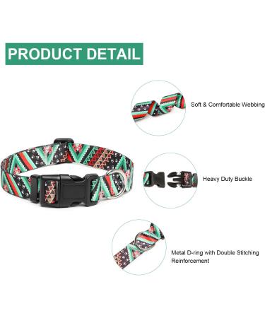 Mercano Adjustable Dog Collar - Soft Nylon Comfortable & Stylish Patterned Collar for Small & Medium Dogs - Ethnic Green (M) - Buy Online on GoSupps.com