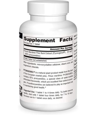 Source Naturals Pycnogenol 25mg Proanthocyanidin Complex - 120 Tablets - Buy Online on GoSupps.com
