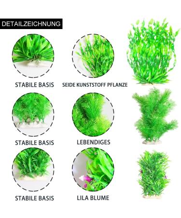 Ctpeng 3-Piece Plastic Aquarium Plants (24-32 cm) | XL Green Aquarium Decoration for Stunning Aquascapes - International Shipping Available - Buy Online on GoSupps.com
