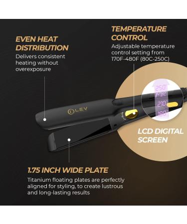 LEV Professional Titanium 2 in 1 Hair Straightener & Curler - Quick Even & Damage-Minimizing - LED LCD Display - 1 Inch Flat Iron for Fast Smooth Styling - International Shipping Available - Buy Online on GoSupps.com