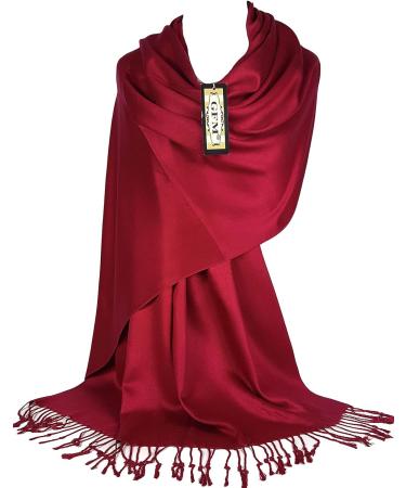 GFM Smooth Shiny Pashmina Style Scarf - Dark Red - Buy Online on GoSupps.com