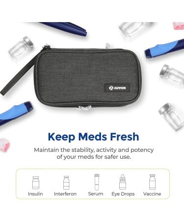 AUVON Insulin Cooler Travel Case with Ice Packs - Portable Diabetic Medication Cooler Bag for Insulin Pens and Glucose Monitor Supplies - Buy Online on GoSupps.com