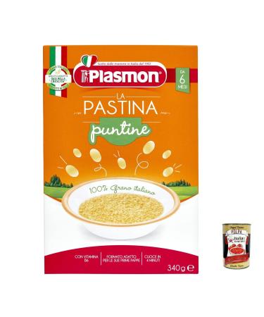 Italian Gourmet E.R. Pack of 12 Plasmon Punt ine Pastina Infanzia Svezzamento From 6 Months 340g + Pulpa Italian Gourmet 400g