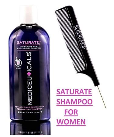 Therapro MEDIceuticals SATURATE Dry Scalp & Hair Moisturizing Shampoo for Women - 8.45 oz with Sleek Steel Pin Tail Comb | Proprietary Hair Loss Complexes - Buy Online on GoSupps.com