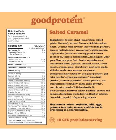 Good Protein Vegan Plant-based Protein Powder 100% Natural Non-GMO Dairy-free Gluten-free Soy-free No Added Sugar and Nothing Artificial. Salted Caramel All-in-One Shake 440 grams Salted Caramel 440 g - Buy Online on GoSupps.com