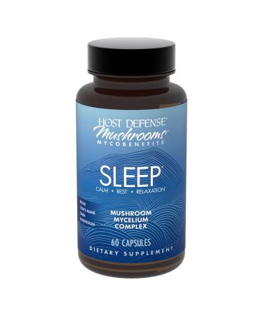 Host Defense MycoBenefits Sleep* Capsules - Rest Support for Healthy Sleep Quality - Calming Supplement with Magnesium Lion's Mane & GABA - Aids Balanced Rest Cycles - 60 Capsules (30 Servings)*
