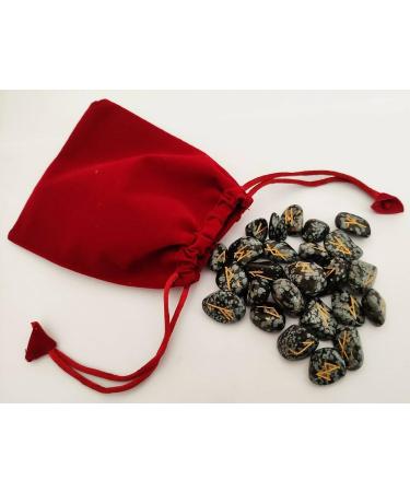 Sharvgun Snowflake Rune Stone Set 25 pi ces avec tableau en bois MDF runique grav lettrage symbolique pa en velours noir/rouge pochette incluse bo te-cadeau - Buy Online on GoSupps.com