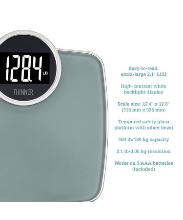 Conair Thinner Extra-Large Digital Bathroom Scale - 400 lb Capacity - Silver - Buy Online on GoSupps.com